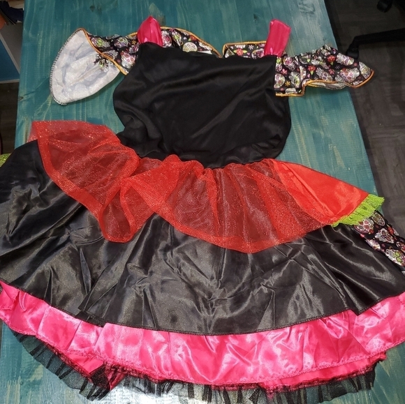 Skeleton Costume Dress Cold Shoulder New Large - Picture 6 of 7